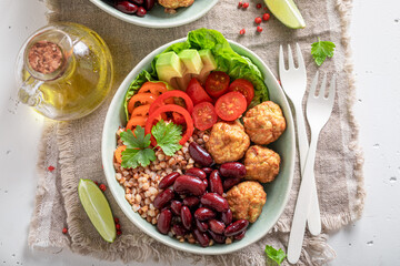 Energetic Mexican salad as a balanced meal for diet.