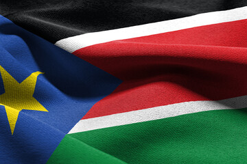 3D illustration closeup flag of South Sudan