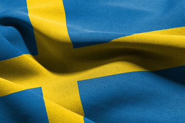 3D illustration closeup flag of Sweden