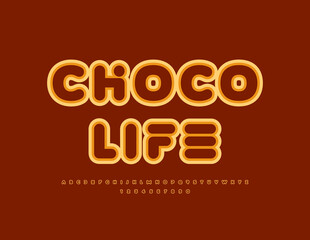 Vector modern logo Choco Life. Creative Alphabet Letters and Numbers set. Trendy artistic Font