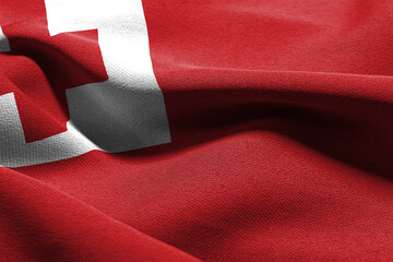 3D illustration closeup flag of Tonga