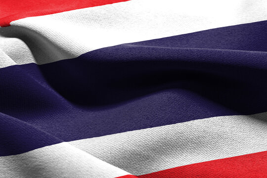 3D illustration closeup flag of Thailand