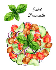 Panzanella salad on an isolated background