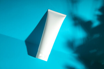 mockup tube bottle for skin care cosmetic summer sunscreen, product branding, cream lotion treatment