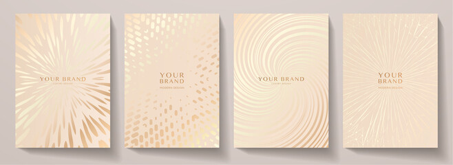 Luxury premium cover design set. Abstract background with gold line pattern. Royal vector template for premium menu, formal invitation, flyer layout, lux invite card