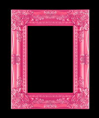 pink picture frame isoleted on black background