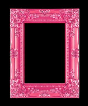 pink picture frame isoleted on black background
