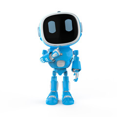 cute and small artificial intelligence assistant robot think or analyze