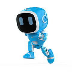 cute and small artificial intelligence assistant robot walking
