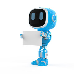 cute and small artificial intelligence assistant robot with empty note