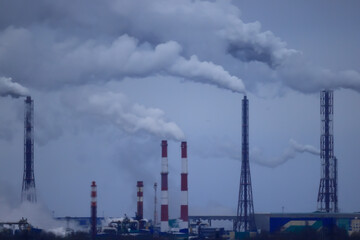 Fototapeta na wymiar chemical industry plant air pollution