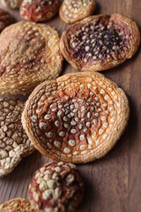 dried amanita mushrooms, dehydrated fly agaric