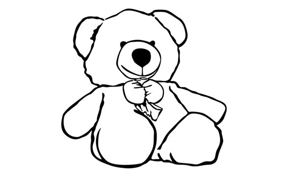 adorable teddy bear line art