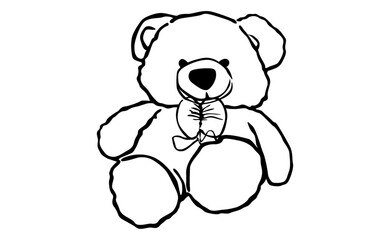 adorable teddy bear line art