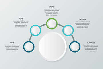 Steps business data visualization timeline process infographic template design with icons