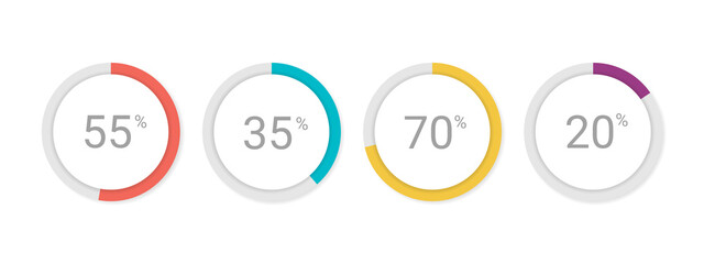 Presentation management data chart, diagram, percentage progress infographic. For corporatereport, annual reports, marketing and presentation. Vector Illustration
