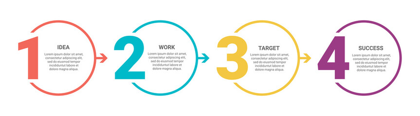 Steps business data visualization timeline process infographic template design with icons