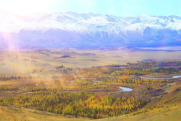 Altai mountain landscape, panorama autumn landscape background, fall nature view
