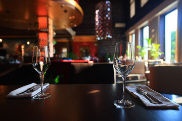 Fototapeta na wymiar glass of wine in the restaurant on the table serving