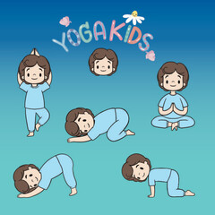 Cute boy with yoga pose.