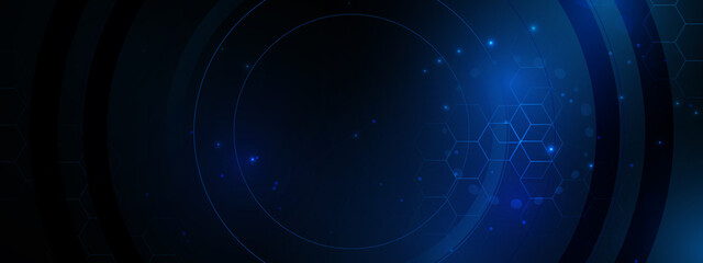 Abstract blue geometric hexagon with futuristic technology digital hi tech concept background. Vector illustration