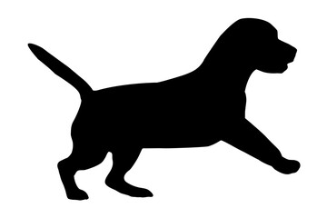 Silhouette of a beagle body sitting on the side