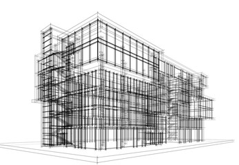 Fototapeta premium Modern architecture building 3d rendering
