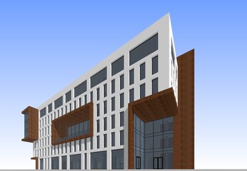 Modern architecture building 3d rendering
