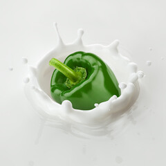 sweet Pepper, Paprika falls into milk, yoghurt, sour cream, Splash