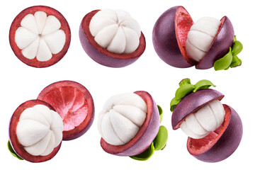 mangosteen isolated on white background, clipping path, full depth of field