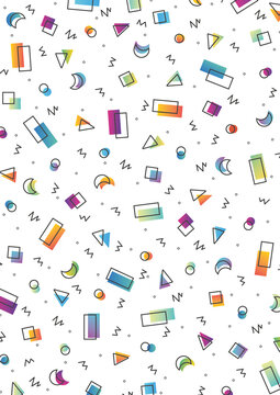 Hintergrund mit geometrischen Figuren im 80er-Stil mit Verlauf