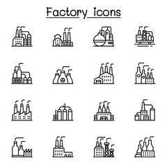Factory icon set in thin line style