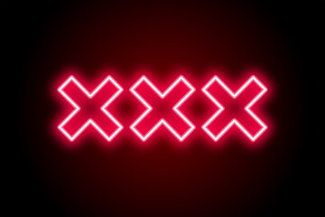 Obraz premium xxx signage, adult red xxx, Glowing xxx, Triple x icon neon sign xxx on black background 