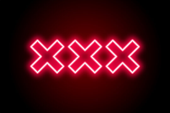Triple x icon neon sign xxx on black background 