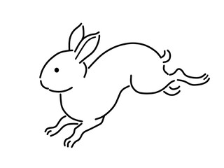 シンプルな線画のうさぎ　卯年