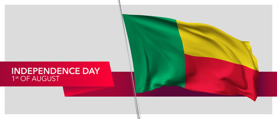 Benin independence day vector banner, greeting card.