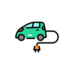 Electric car olor line icon. Pictogram for web page
