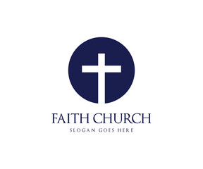 Faith church logo, Holy cross logo template. Christian cross icon