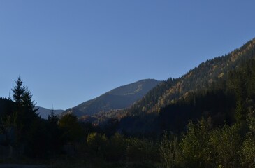 Autumn landscape in the mountains. Carpathian mountains, Ukraine.