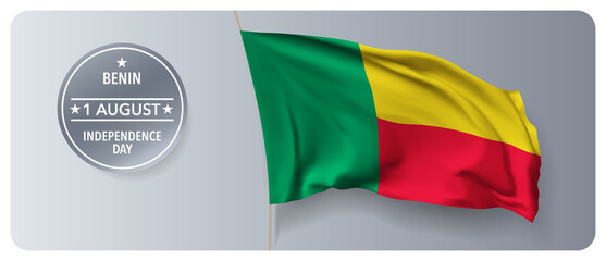 Benin independence day vector banner, greeting card.