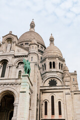 View from below of a part of the Sacré-Coeur Basilica in Paris, France.