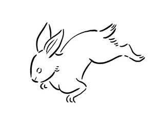 シンプルな線画のうさぎ　卯年