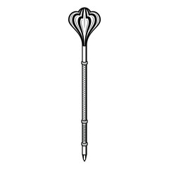 Abstract Black Simple Line Metal Mace Weapon Doodle Outline Element Vector Design Style Sketch Isolated On White Background Illustration For War, Battle