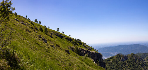 Resegone mountain slope panorama, Italian alps