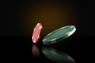 poker chips on black background