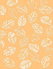 Pattern with leaves. Leaf print. Vector illustrator. Ohra background.