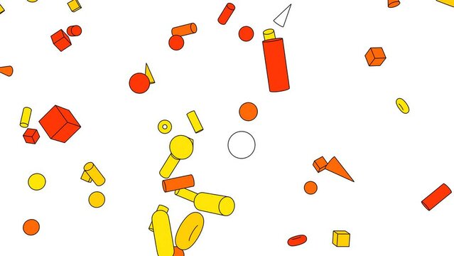 Toon yellow geometric objects on white background.
Toon confetti animation for background.