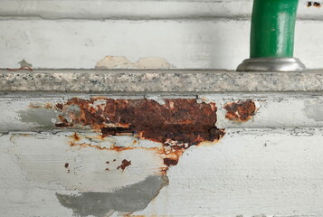 Aged corroded metal stair.