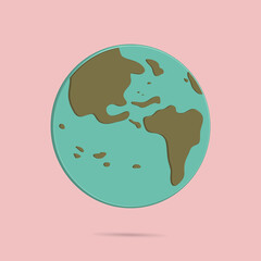World map icon cartoon illustration, geographical location of a region