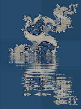 fractal inspired by deeply frozen ice coloured white beige and blue buffeted by strong sub-zero Siberian winds creating unique shapes
